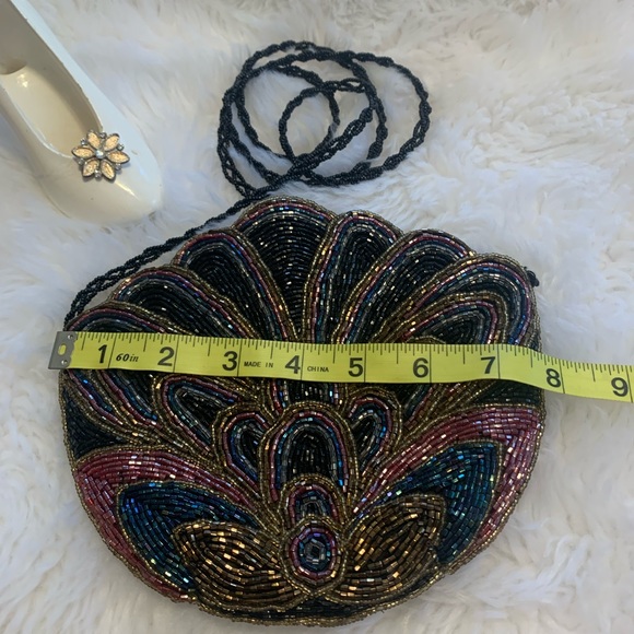 Vintage design black beaded crossbody ladies bag LNWOT +++ - Picture 3 of 9